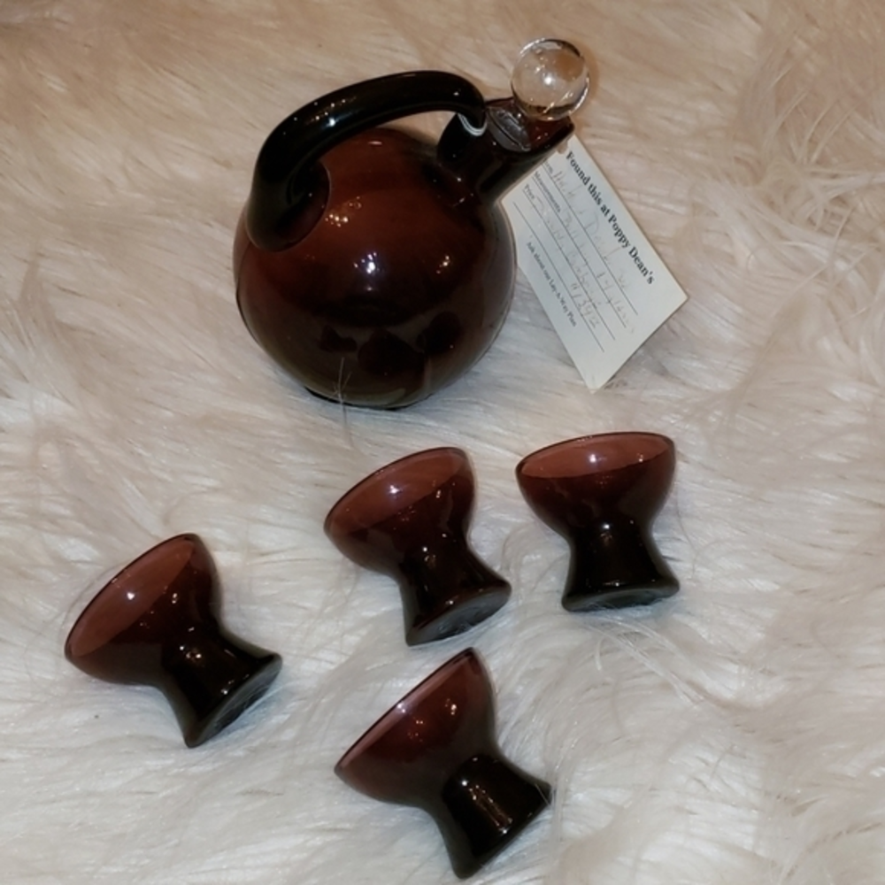 Cambridge Glass AMETHYST DECANTER SET‎ WITH 4 CORDIALS